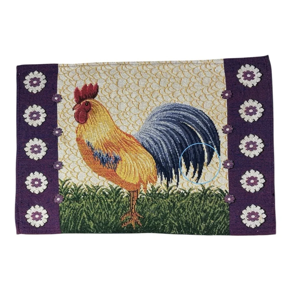 Set of 8 Tapestry Placemats Rooster Chicken Farmhouse Country 18
